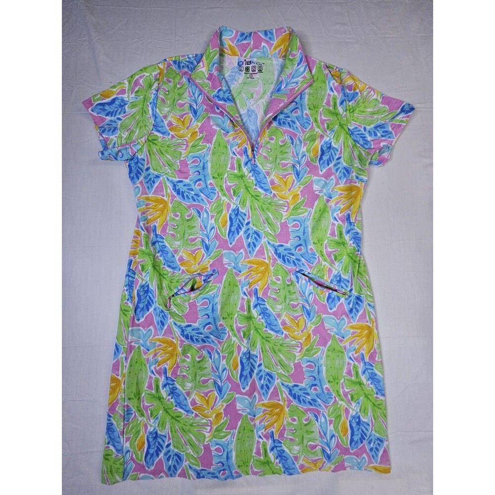 IBKUL Dress Women's XL Green Allison 1/4 Zip Mock Neck Sleeveless Polo Pockets